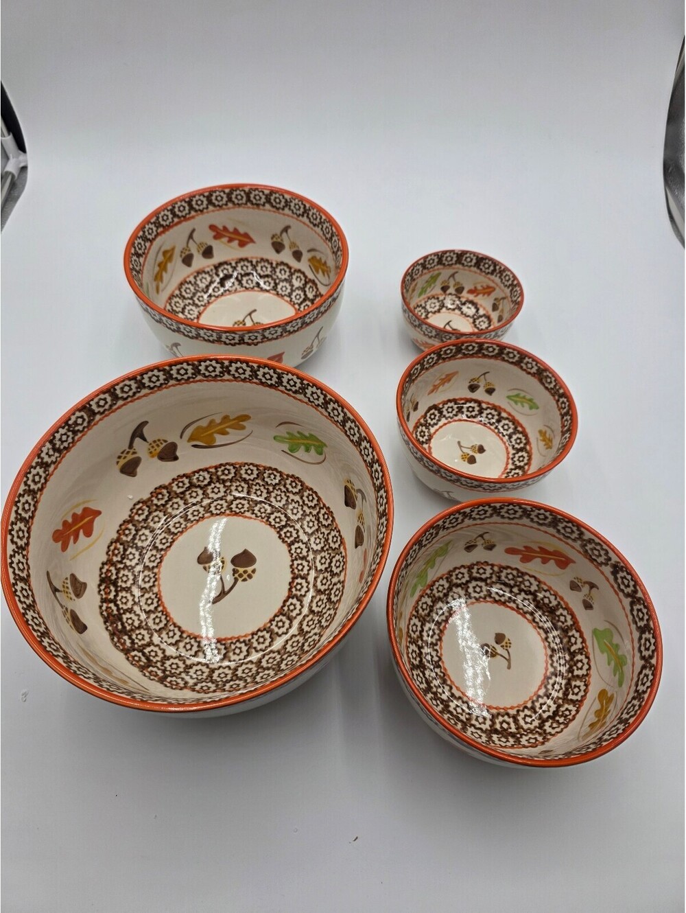 Temp-tations Presentable Ovenware Bowls Set with Autumn Leaf and Acorn Design